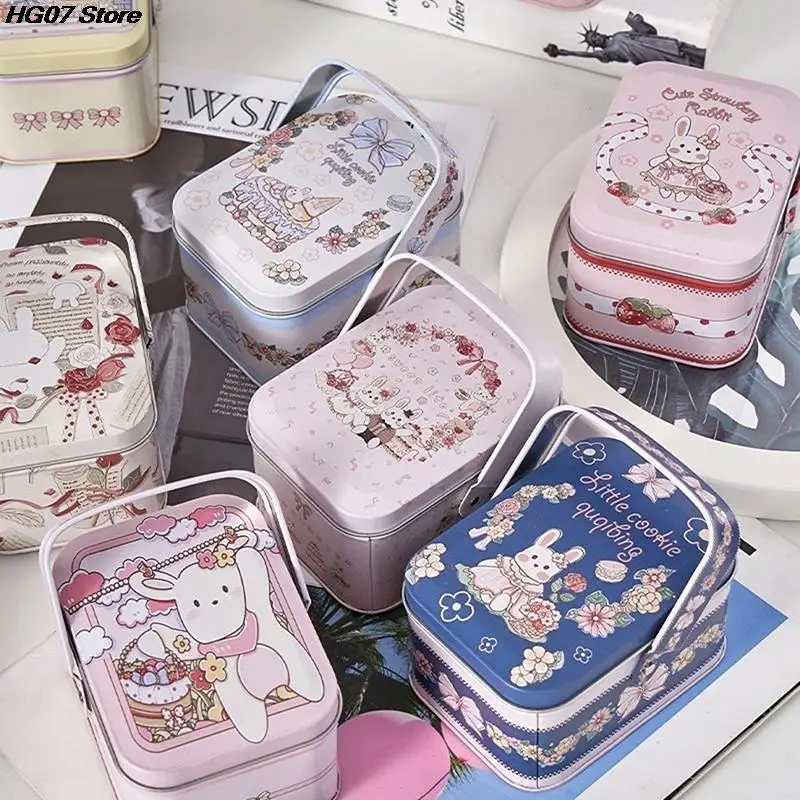 1PC Vintage Small Suitcase Storage Tin Metal Candy Box Gift Box Cookie Gift Box Sundries Organizer Storage Cans