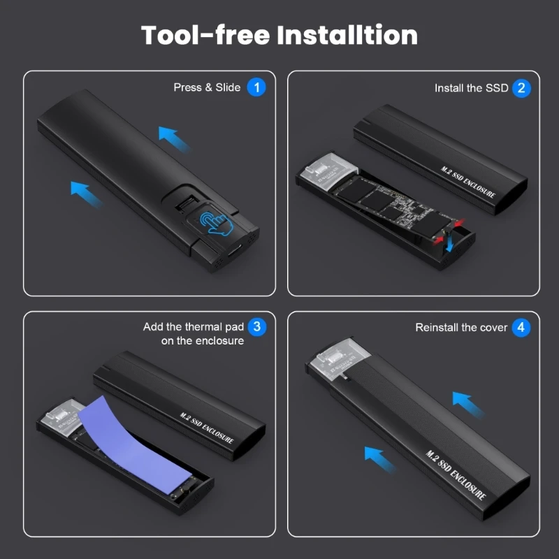 M.2 NVME Ŭ ڽ USB3.1 10Gbps NVMe SSD ̽ NVMe-USB   ʿ  ġ M76A
