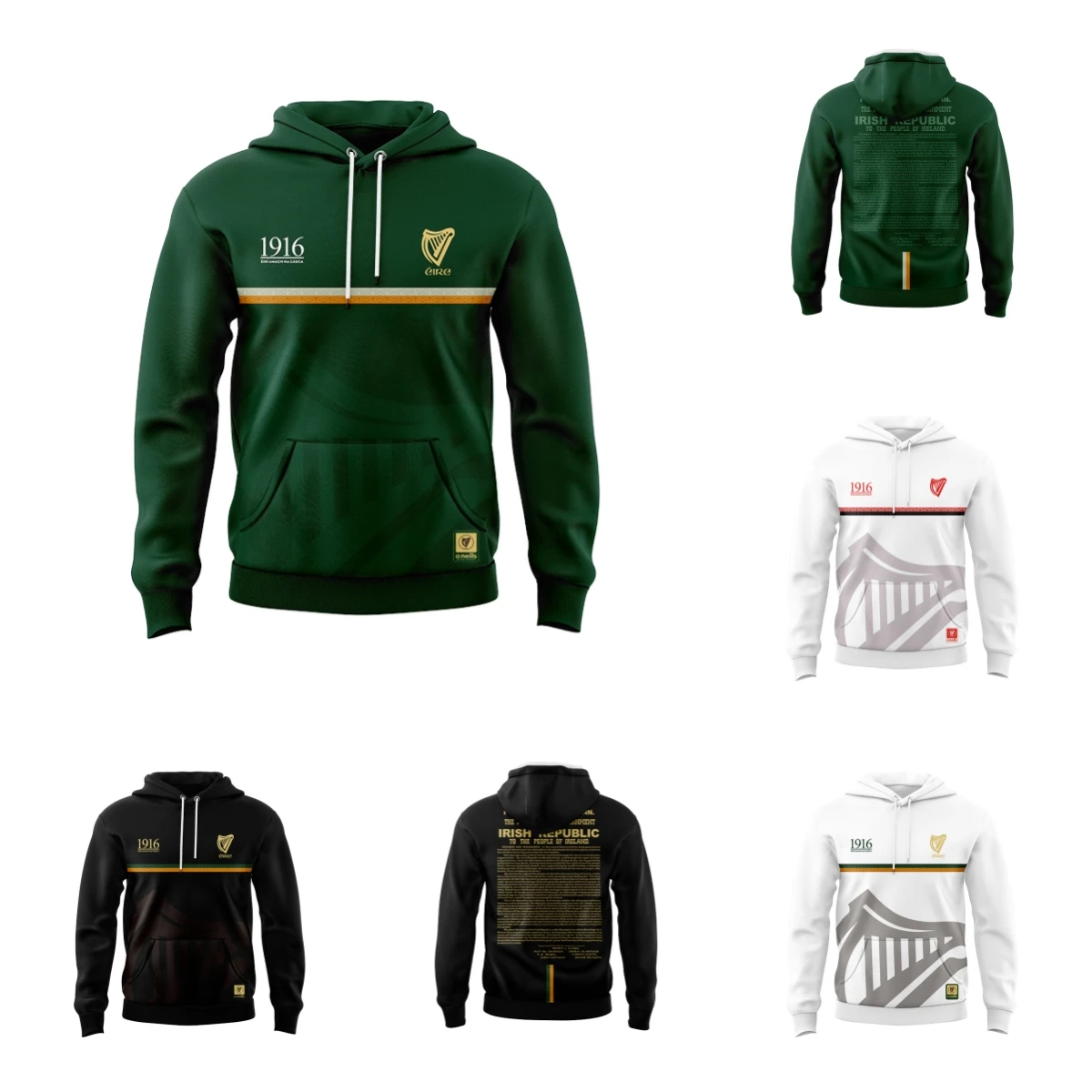 1916 Commemoration Jersey Kerry Hoodie Loose Design Printed Long Sleeve