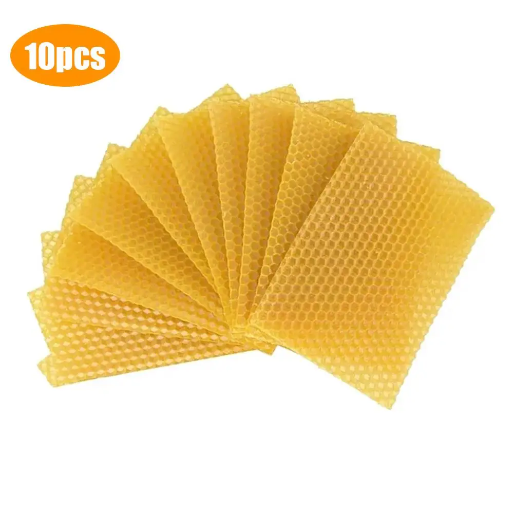 Beekeeping Tools Beeswax Candle Making Kits 10Pcs Beeswax Sheets Candle Making Craft DIY Honey Candles Maker Full Bees Wax Honeycom Foundation Sheets