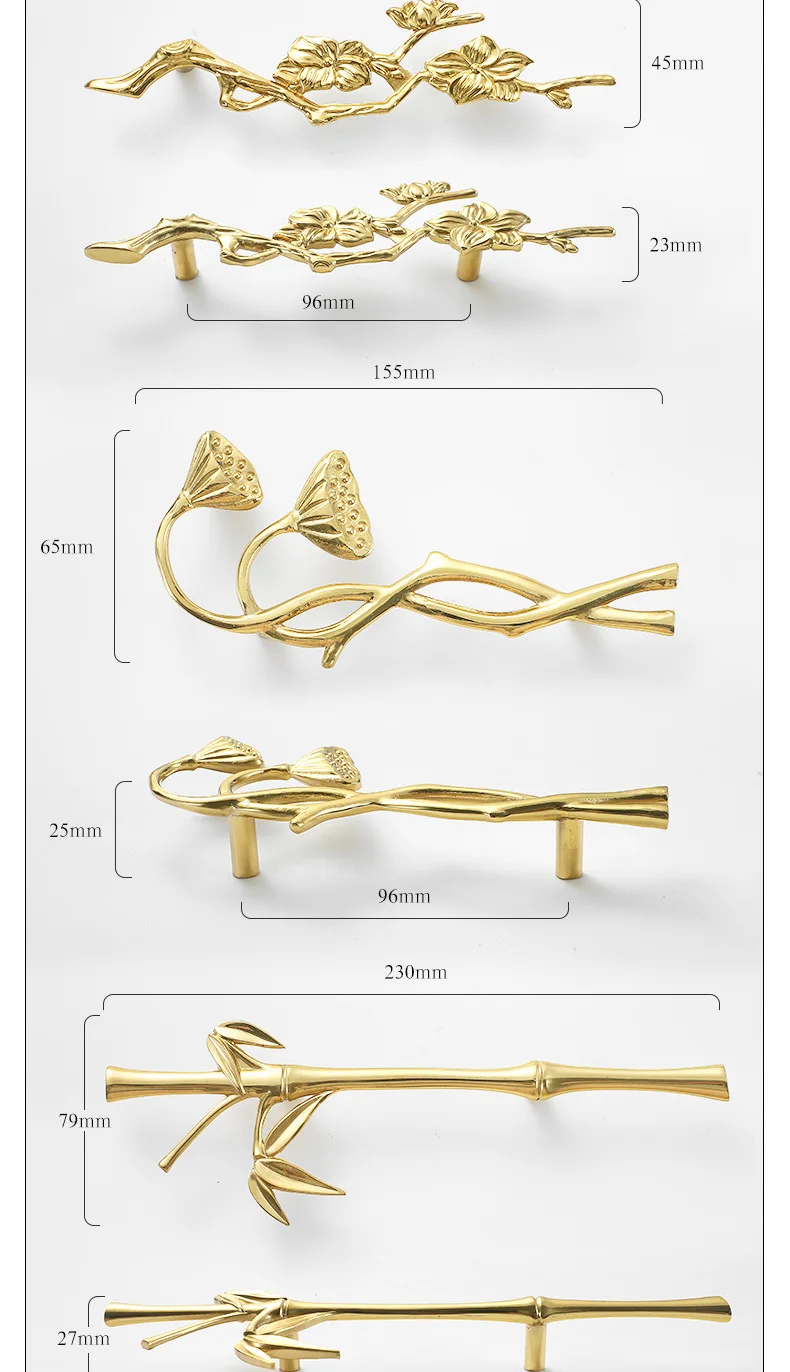 Golden Brass Wardrobe Maçaneta, estilo nórdico luxuoso,