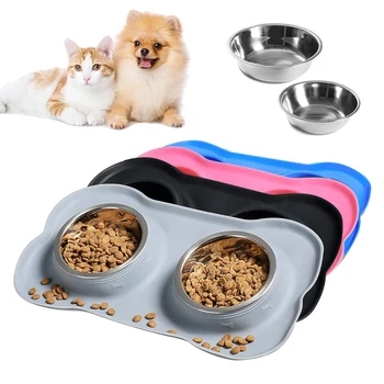 Stainless Steel Double Pet Bowl 1