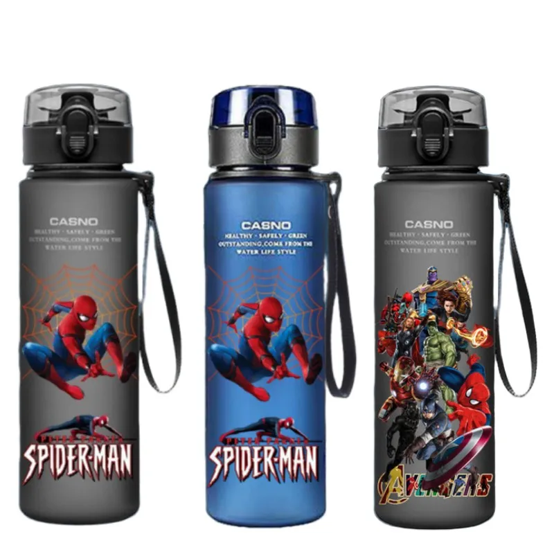 Gourde, Bouteille En Aluminium Pour Enfants, 400 Ml, Avec Bec Rétractable, Pour L'école Et Le Sport (Spiderman