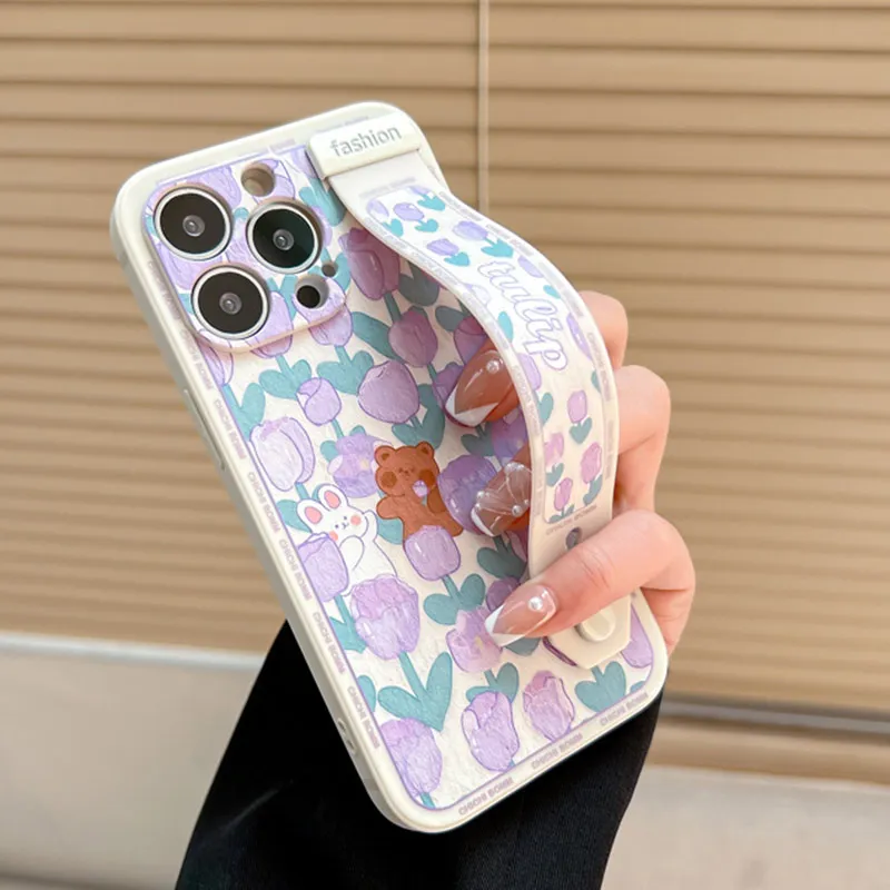 Tulip Cover Wrist Strap Phone Holder Case