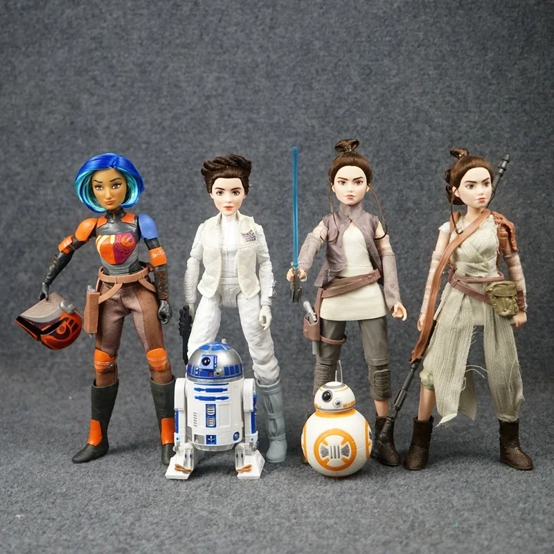 

Star Wars Figure Doll Toy Joint Movable Action Figure with Weapon Collection Rey Bounty Hunter Sabine Wren 12 Inch Boys Gifts