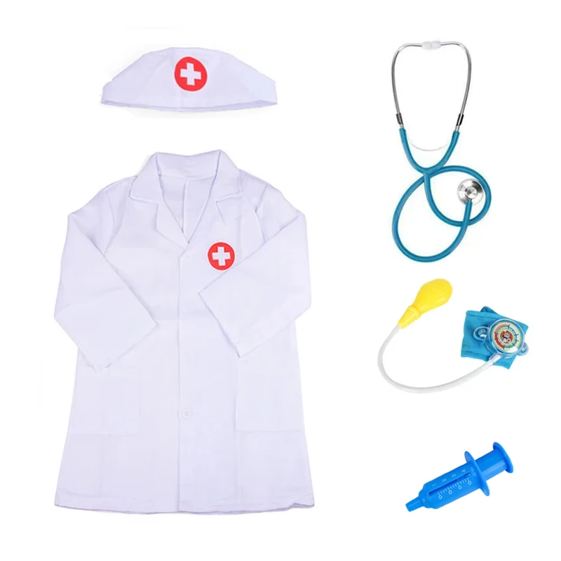Stethoscope Toy Doctor Play Set Doctor Costume Doctor Toys Kit Doctor Nurse Toys Children Simulated Doctor Uniform Toys Plastic Pretend Play Blue Suit Stethoscope Parent-child Interactive Games Kids Gifts TMZ
