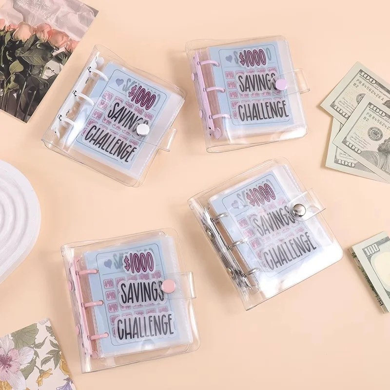 Mini Raccoglitore per Risparmio con Buste da $1000, Mini Raccoglitore per Budget in PVC Lucido Impermeabile e Durevole, Libro per Sfide di Risparmio - immagine 4