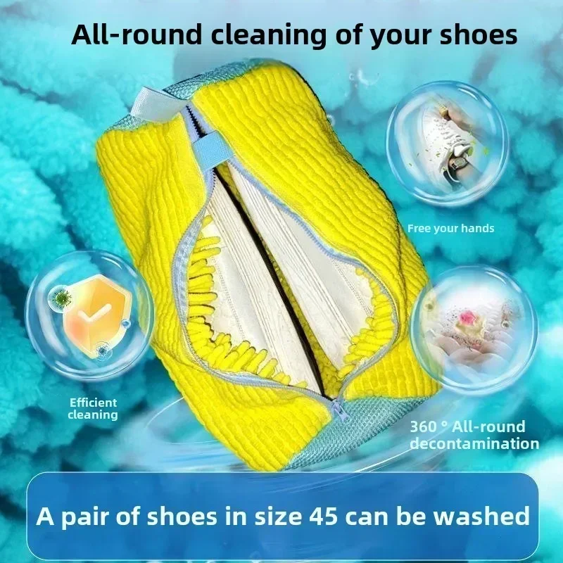 Laundry Bag Laundry Bags Shoe Washing Machine Bag with Zipper Rich Fluff Inside for Sneakers with Shoe Brush
