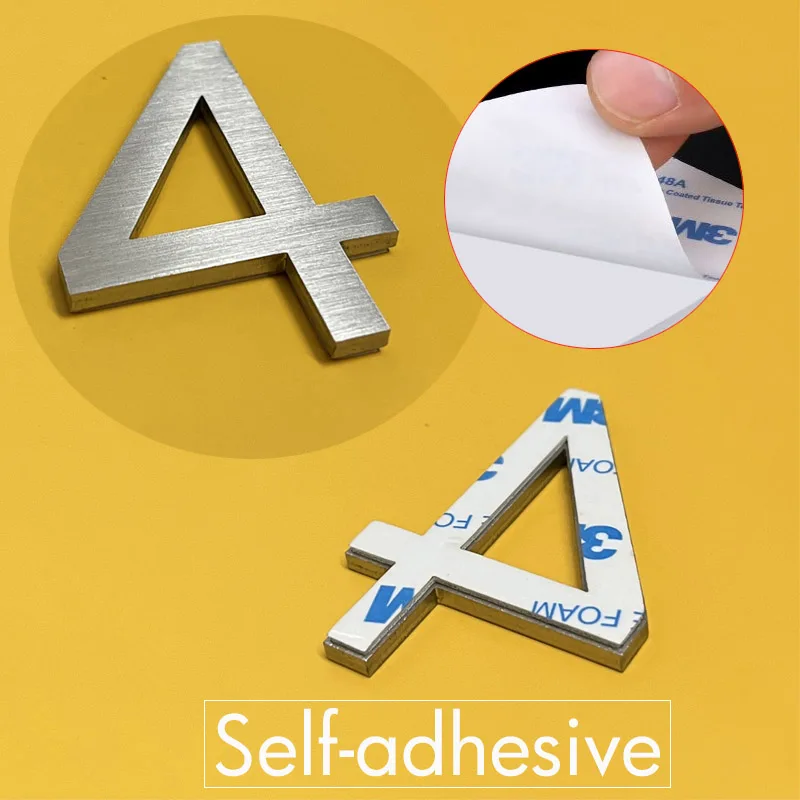 60mm Stainless Steel Number Stickers 0 To 9 Metal Self-adhesive Arabic Number Signs House Numbers For Doors Mailboxes Lockers house number signs house numbers number plate