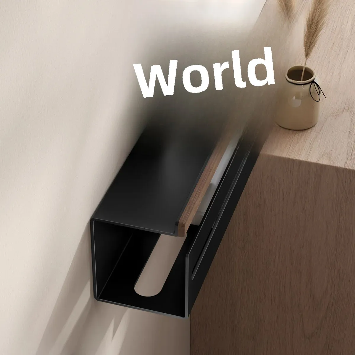 Walnut Wooden Paper Towel Holder Bathroom Toilet Paper Box No Drilling Handkerchief Face Wash Paper Holder Storage Rack 3