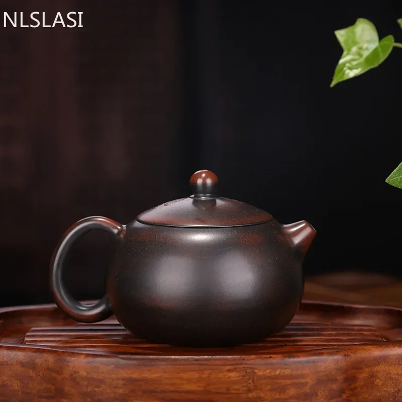 Chinese Hand Carved Dragon Pattern Yixing Purple Clay Teapot Pure Handmade Colourful Mud Painted Xi Shi Pot Ball Hole Filter