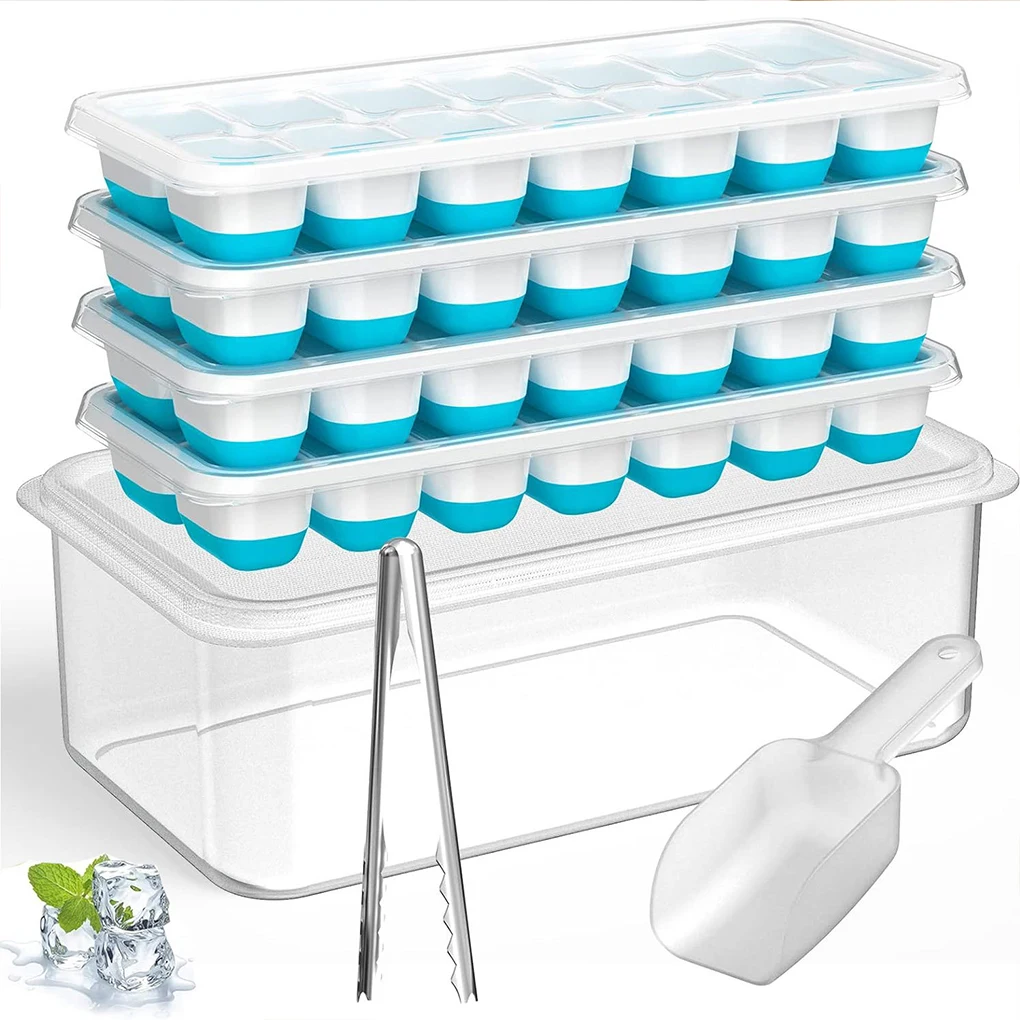 Freezer Safe Ice Cube Mold Easy To Tray With Removable Lid Silicone Trays Easy Ice Removal
