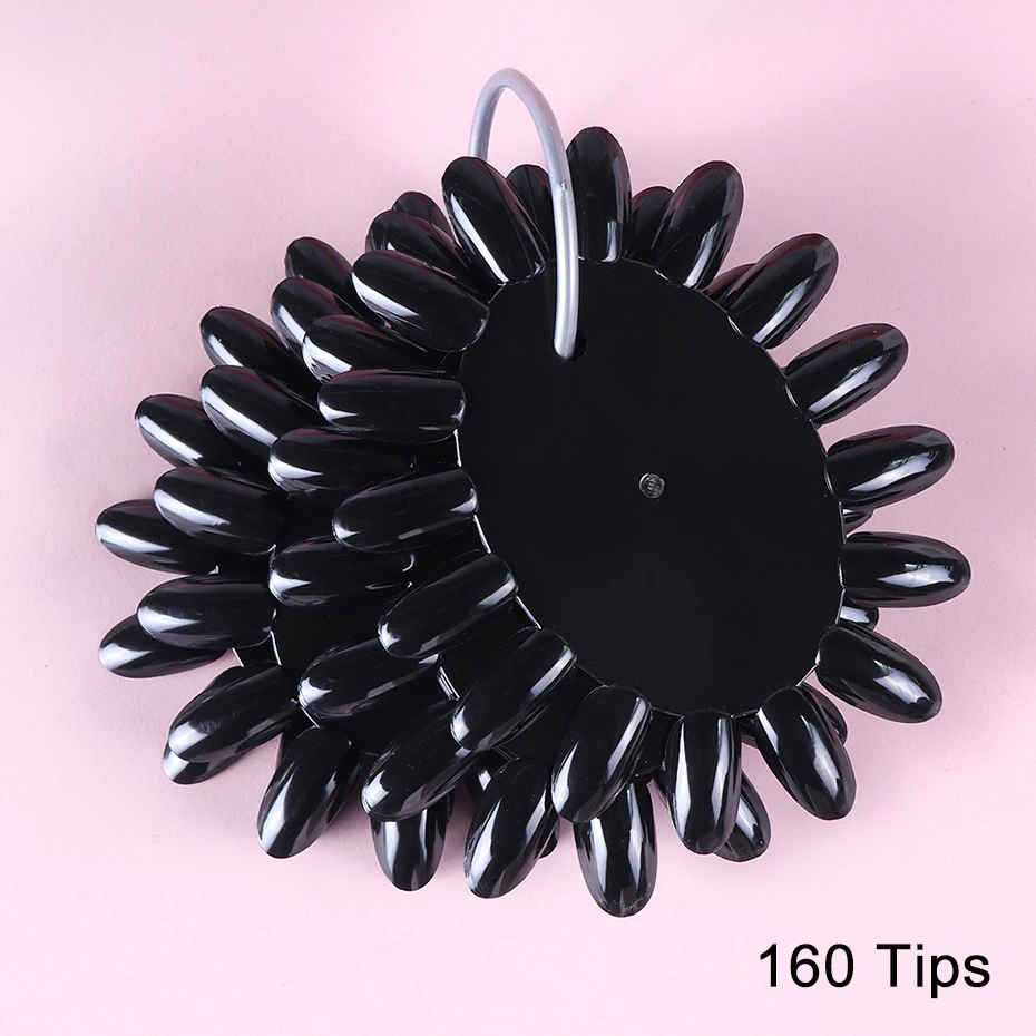 10pcs Round False Nail Art Tips Display Wheel Fake Nail Art Polish Color Card Acrylic Practice Palette With Ring Manicure SA1513