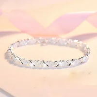 Bracelets nobles en argent sterling 925 de haute qualité, chaîne pour femmes, accessoires de fête de mariage, bijoux 20cm 8 pouces, cadeaux d'anniversaire 3