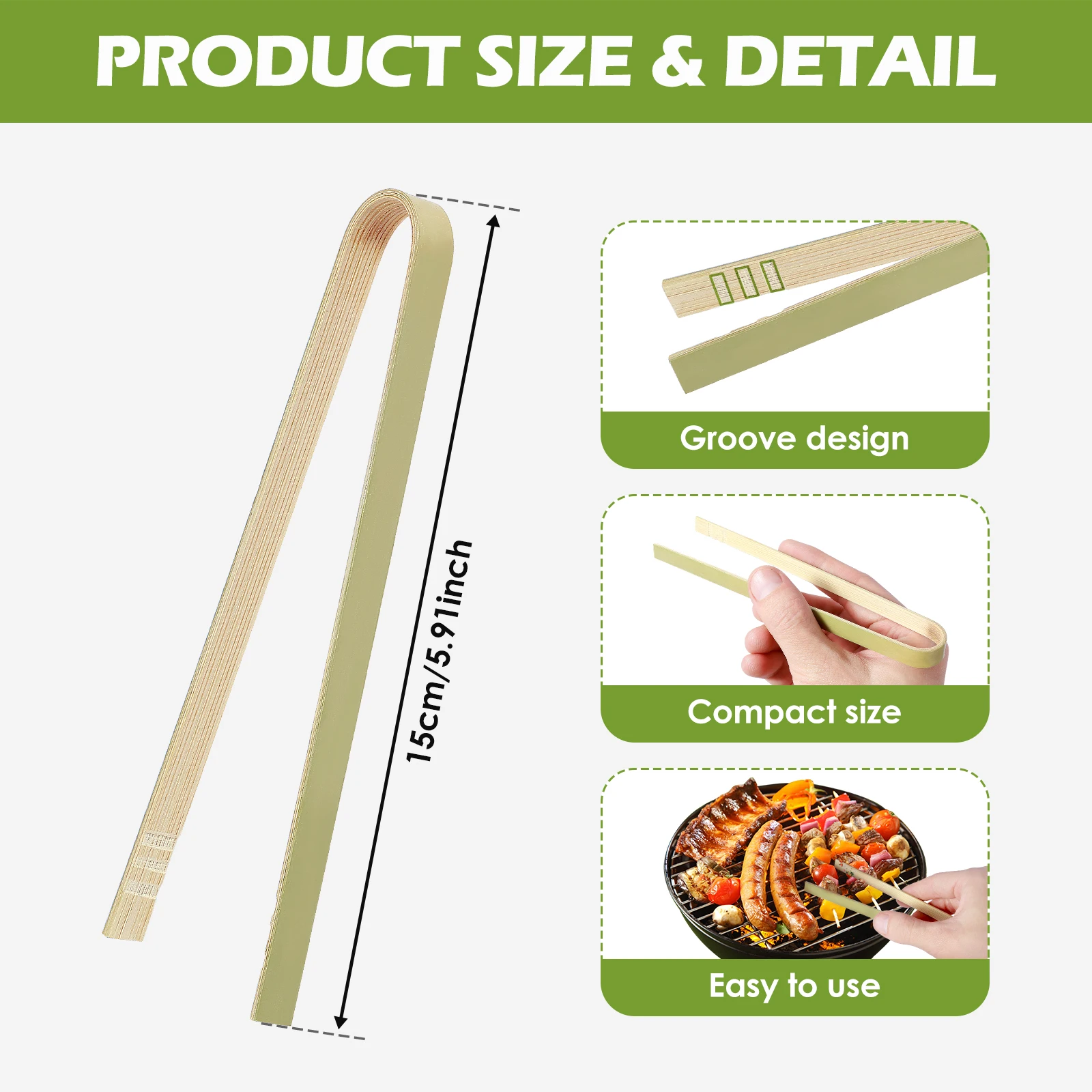 Wooden Tea Clip Tongs Bamboo Salad Food Toast Bend Clip Straight Clips Food Cooking Tongs Kitchen Accessories Bread 60Pcs
