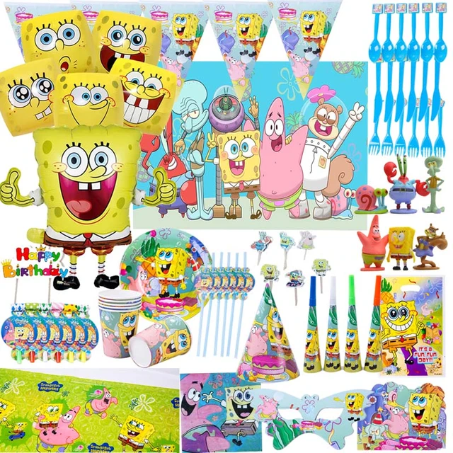 Sponge-Bob Cartoon Party Supplies Foi Balloon Plate Party Kidsroom  Decoration Kid Gift Sticker Birthday Party