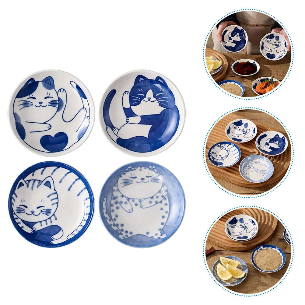 

Japanese Cat Seasoning Dishes Sushi Dipping Bowl Appetizer Plate Dessert Plate Soy Sauce Dish Snack Dish Sides Dish Small