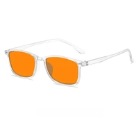 Lunettes à monture carrée minimalistes élégantes, protection oculaire ultra légère unisexe avec lunettes anti-lumière bleue, lentilles orange-rouge 6