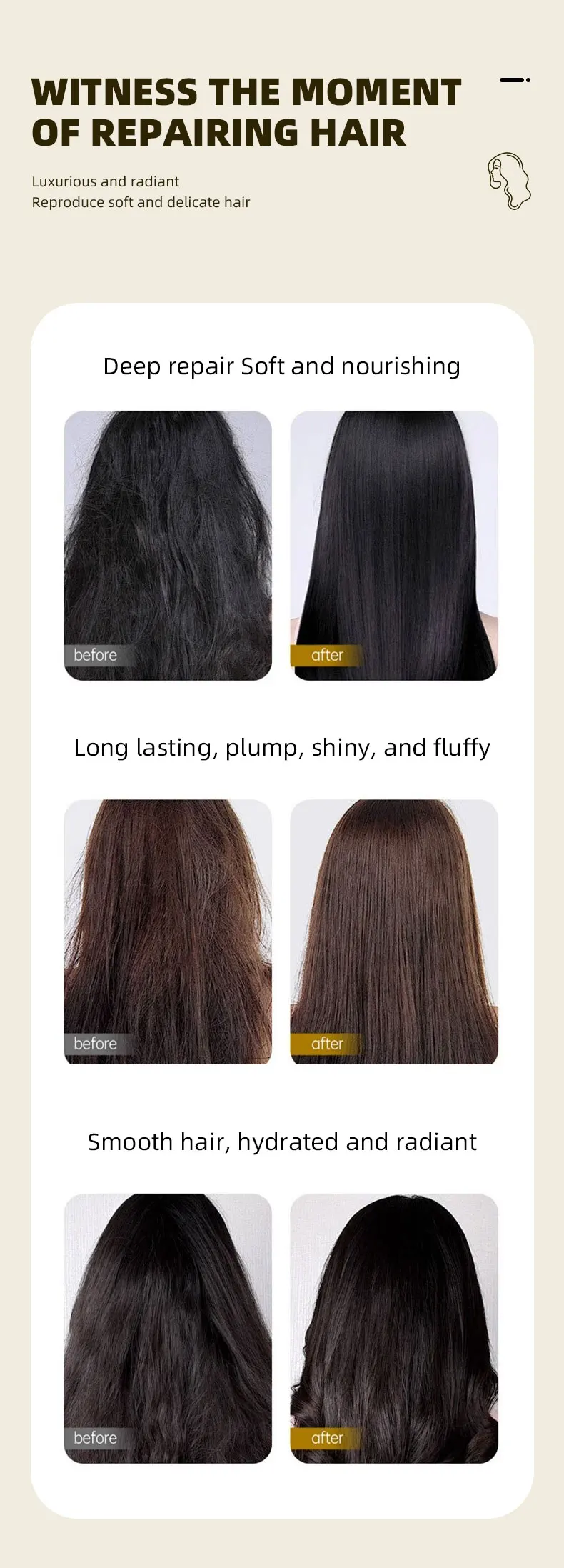 Description Picture 4 of itemGray White Hair Treatment Serum Liquid White To Black Natural Color Repair Products Anti Loss Nourishing Hair Care For Men Women