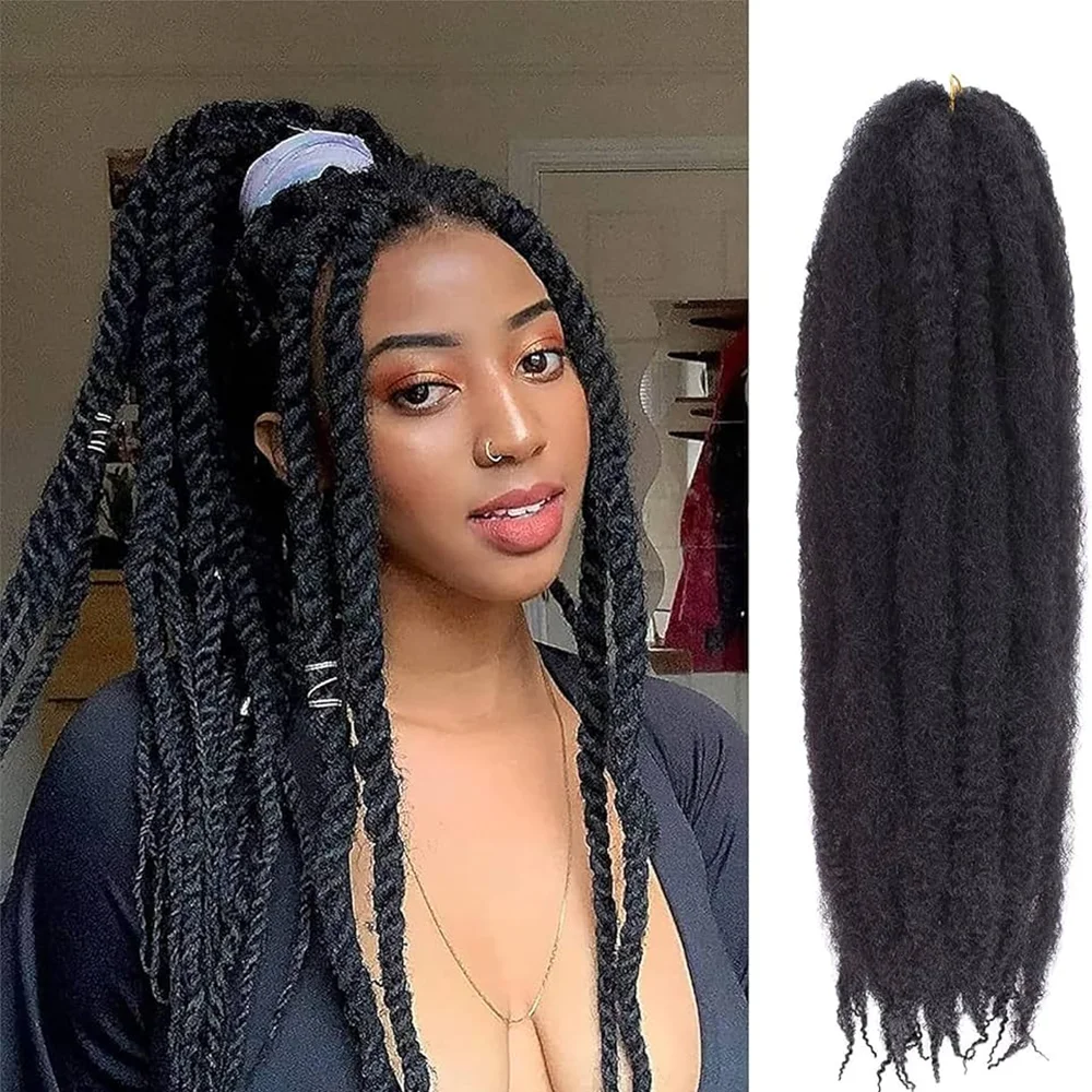 18 Inch Synthetic Marley Twist Braiding Hair Afro Kinky Curly Crochet Hair for Faux Locs Long Springy Twist Hair Extensions
