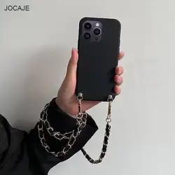Crossbody Lanyard Leather Chain Soft Case with Necklace Strap and Shoulder Cover for Honor Magic 3 Pro (Black)