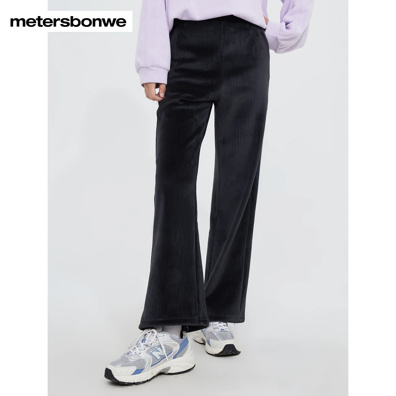 

Metersbonwe Casual Pants Women 2022 Autumn and Winter New Corduroy Plus Velvet Knitted Trousers Loose Pants WarmStraight Pant