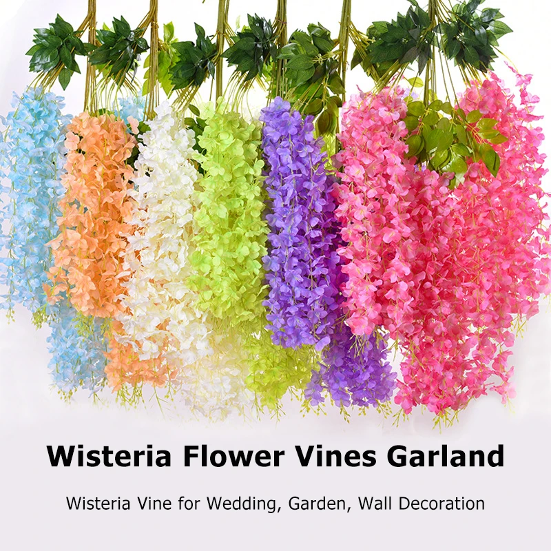 Wisteria Artificial Flowers Vine Wreath Wedding Arch Decoration Leaf