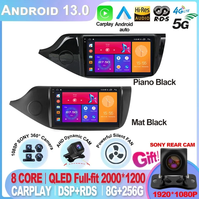 

Android 13 For KIA Ceed CEED JD 2012 2013-2018 Carplay Auto Car radio GPS multimedia player 2din autoradio 360 camera 8core DVD