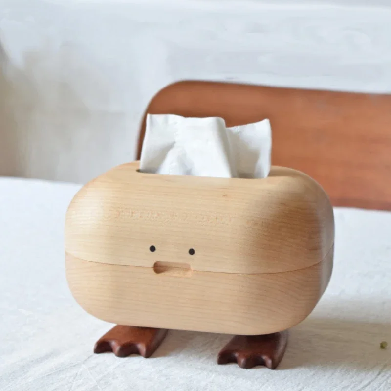 

Big Foot Tissue Box Solid Wood Household Living Room Paper Drawer Creative Cute Design Decorative Napkin Holder