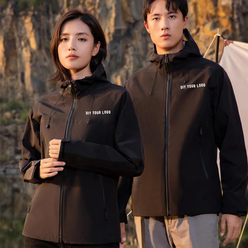 

Мужская Уличная тонкая куртка с логотипом «сделай сам», водонепроницаемая ветровка с капюшоном, мужская повседневная куртка для кемпинга «сделай сам»