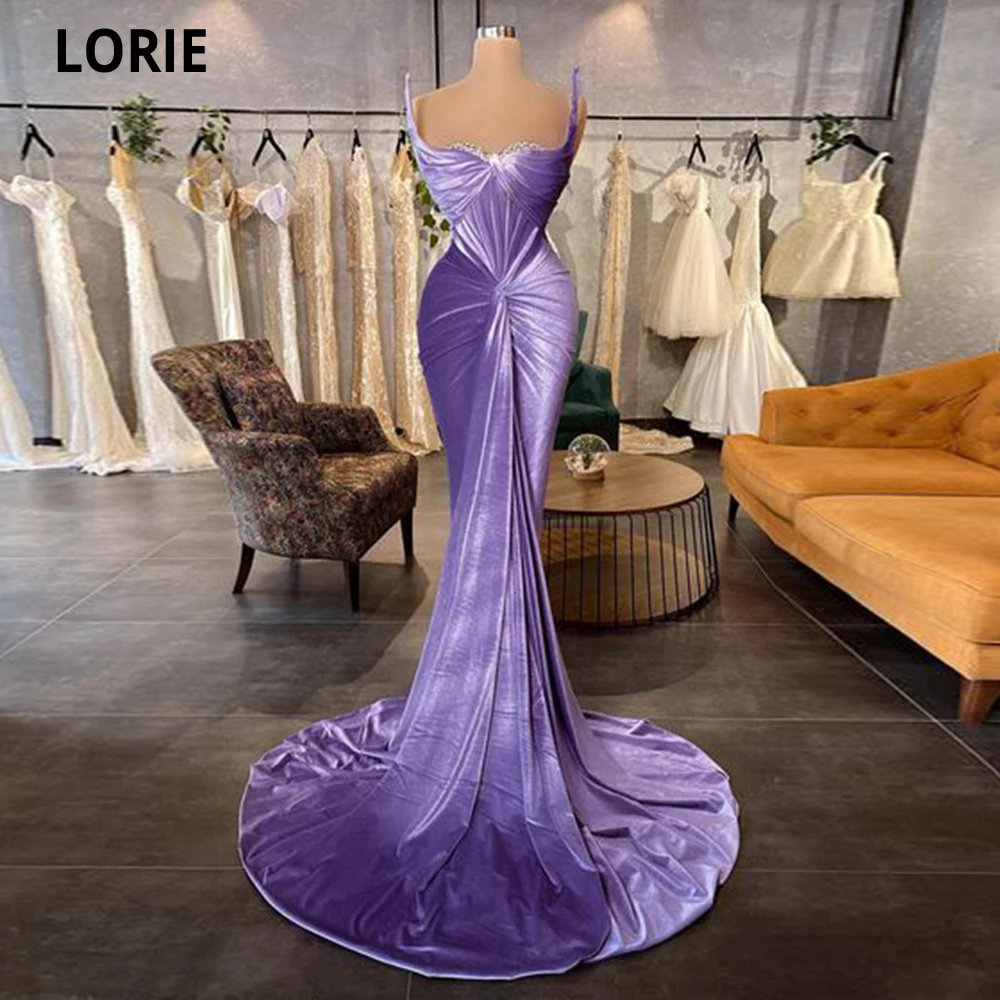 

LORIE Purple Sweetheart Mermaid Evening Dress Long Party Gowns Elegant Velour Prom Dresses Formal Sweep Train Robe De Soiree
