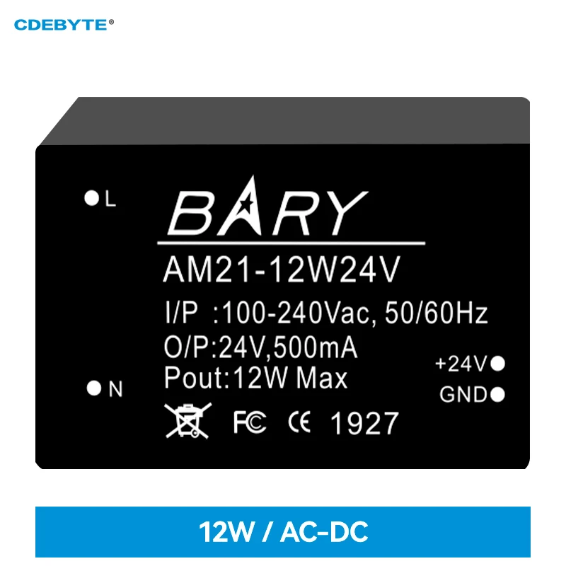 ac dc buck converter power supply module short circuit protection xhciot am31 12w24v output 24v 500ma input voltage 85 450v 2PCS 12W AC-DC Buck Power Supply Module Small Size Low Power Consumption CDEBYTE AM21-12W24V Shell Protection Power Module