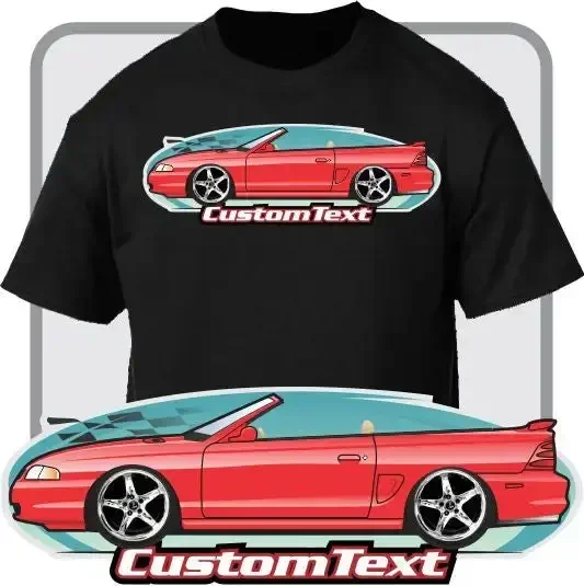 

Custom Art T-Shirt 1994 95 96 97 98 Mustang GT SVO Cobrraa Convertible not affiliated with Forrdd2024 High quality Brand Casual