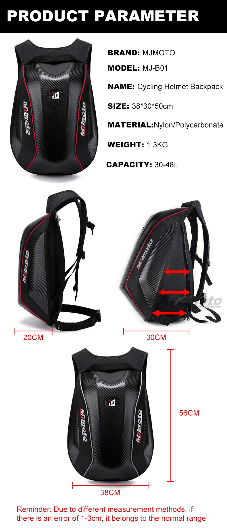 MJMOTO Motorcycle Backpack Image 1