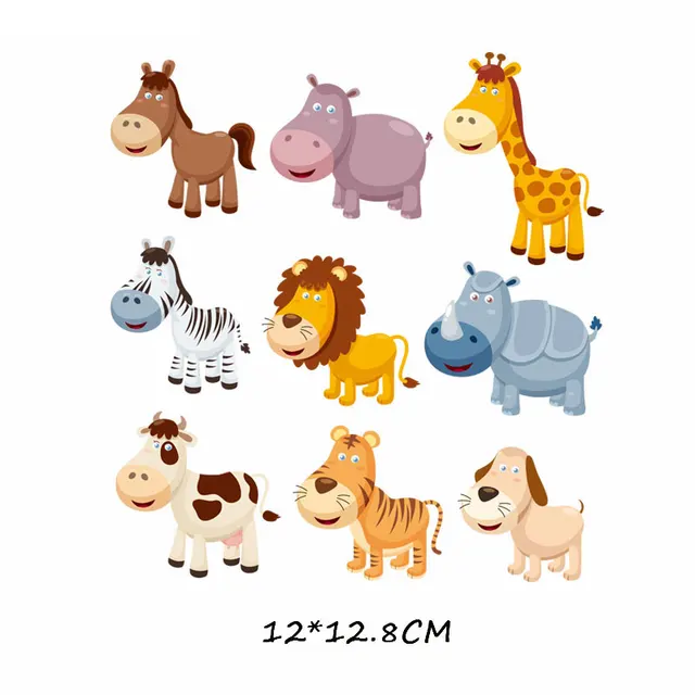 Cartoon Animal Patch Set Iron on Transfer Cute Unicorn Cat Owl Dog Flower Patches for Kids Girl Clothing T-shirt DIY Heat Press 718