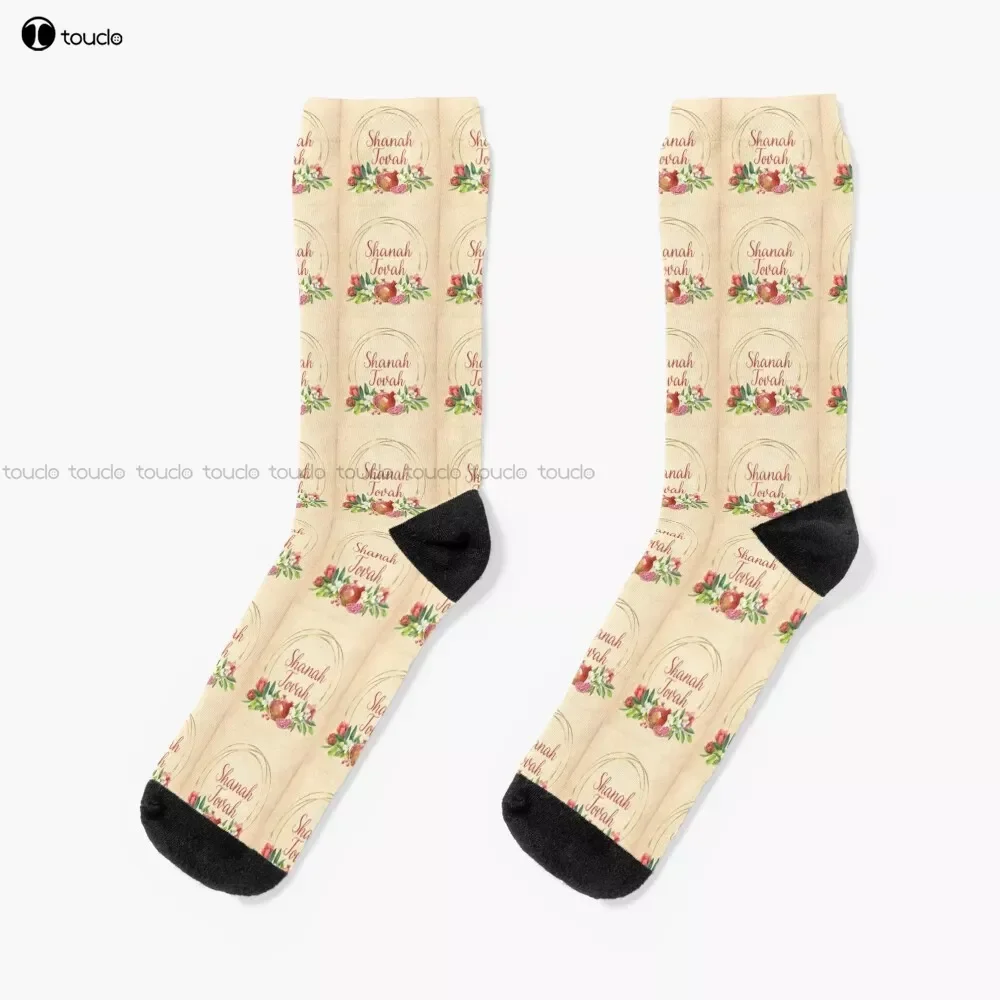 

Rosh Hashanah Shanah Tovah Wishes With Pomegranate Socks Personalized Custom Unisex Adult Teen Youth Socks 360° Digital Print