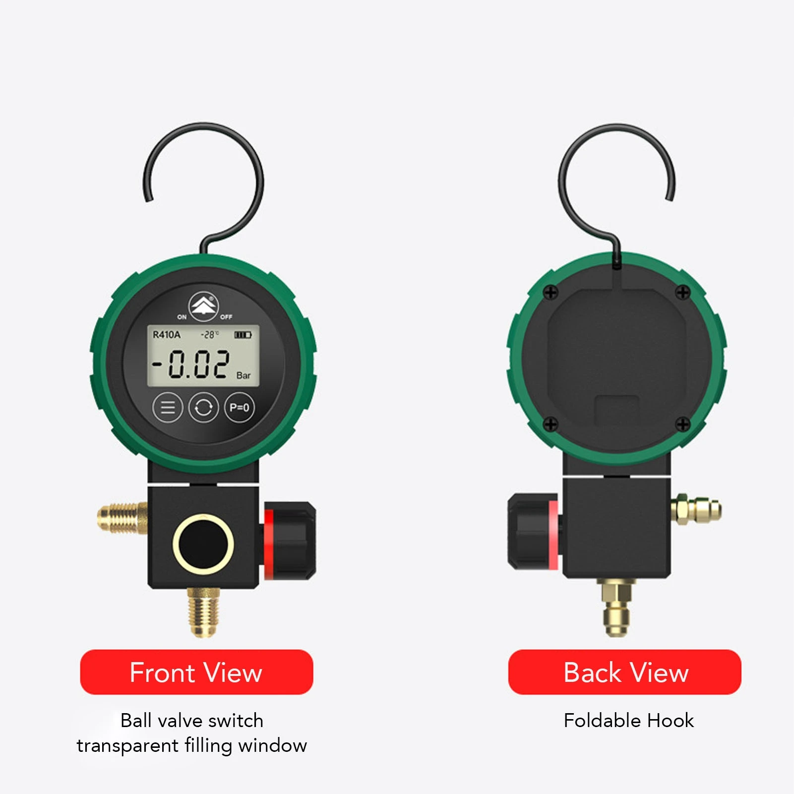 Digital HVAC Gauge HVAC Vacuum Gauge Tester Timed Shutdown Ergonomic Hand Wheel High Accuracy Sensor for Refrigerating Fluid
