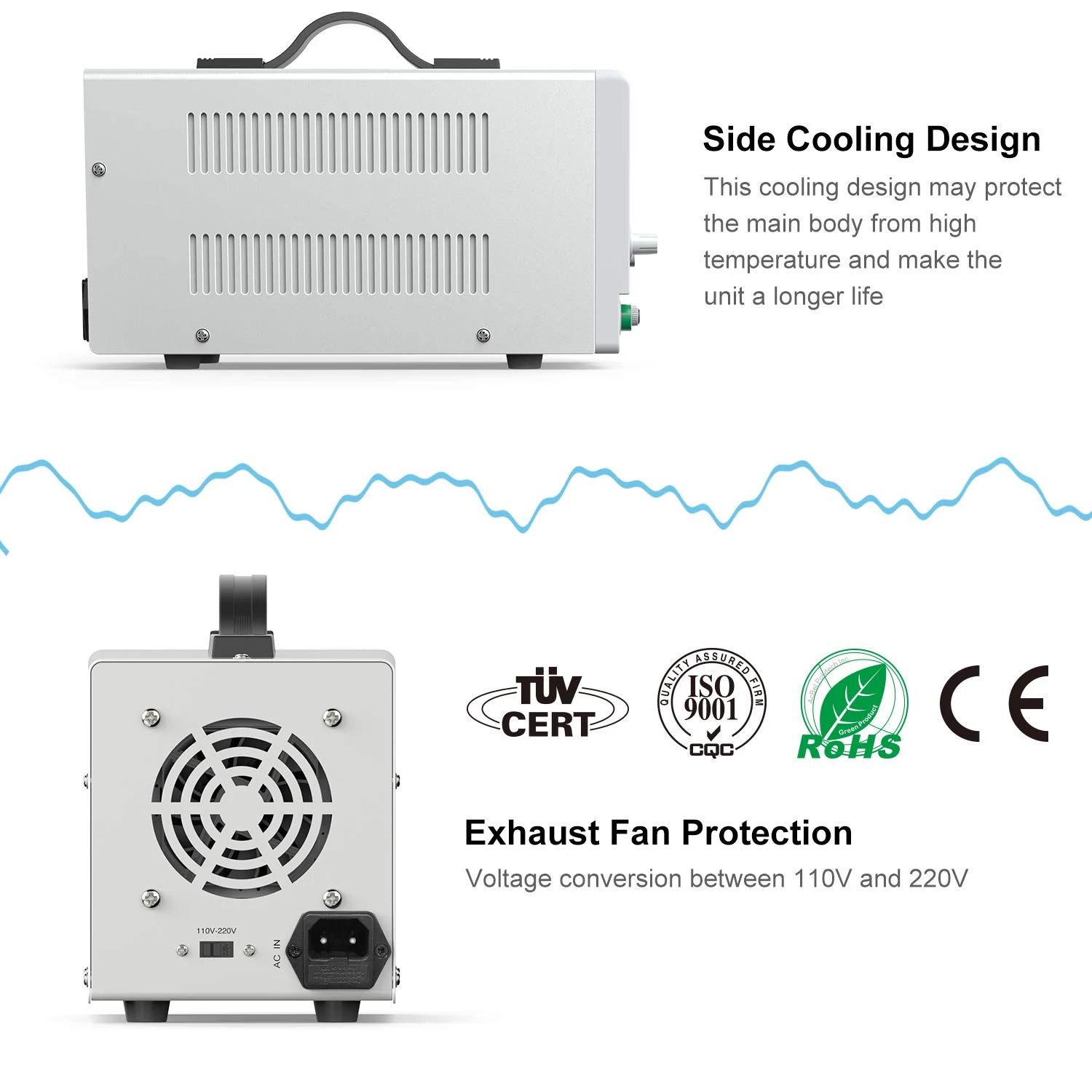  Fuente de alimentación CC, fuente de alimentación de banco de  laboratorio variable OUBEL Fuente de alimentación regulada de conmutación  con pantalla LED de 4 dígitos/cable de cocodrilo, cable de alimentación de