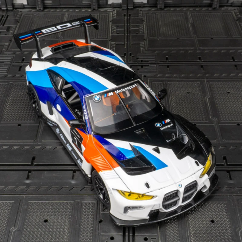 1:24 BMW M4 GT3 Alloy Sports Car Model Diecasts Metal Track Racing Car Model Simulation Sound and Light Collection kids Toy Gift 2