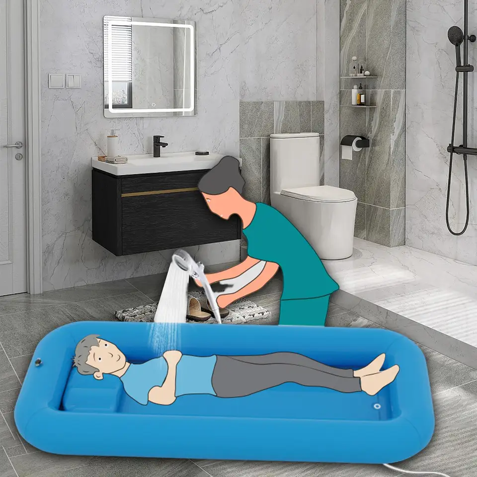 Vasca Da Bagno Gonfiabile Con Cuscino E Sottovaso – Pieghevole, Isolata, Per Adulti Fino A 67 Pollici, Con Fondo A Bolle Massaggiante