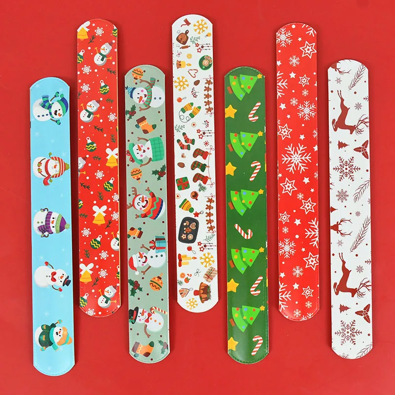 Bracelet à Claquettes Père Noël Pour Enfants, Faveurs De Fête De Noël, Bracelet à Pression, Cadeau D'anniversaire, Nouvel An, 10 Pièces