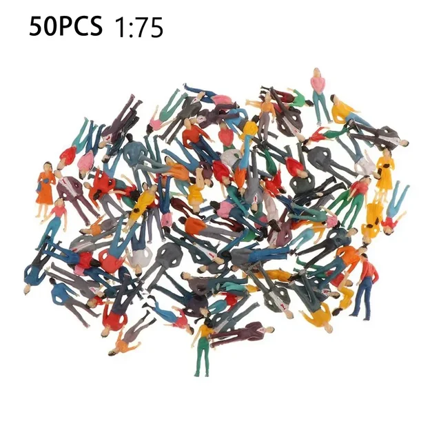 Figurines de personnes en plastique à échelle 1:75, 50 pièces, modèles de scènes peintes, construction de passagers, jouets de pose multicolores, bricolage rick mixte 4