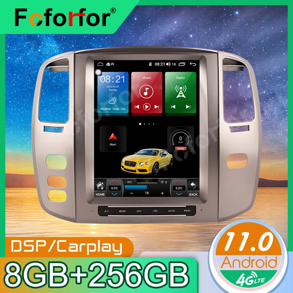

Android11.0 8+256G Car Vertical Screen For Lexus LX470 Tesla Style Auto Stereo Head Unit Radio Multimedia Player GPS Navigation