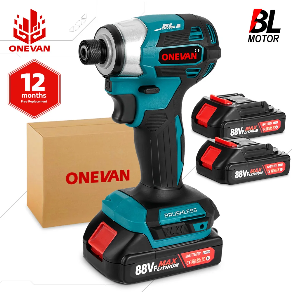ONEVAN 600N.m Brushless Electric Screwdriver 5-Speed Cordless Electric Impact Driver Kit Drill Tool For Makita 18V Battery Pin