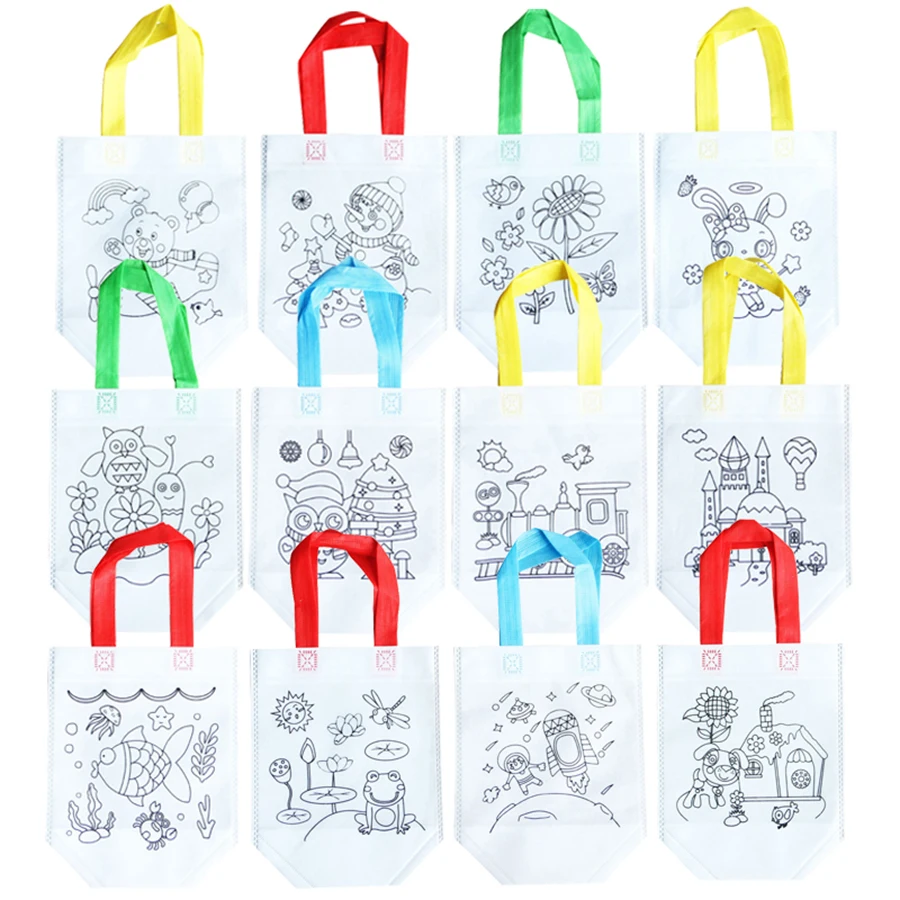 Sa0faa145ca8340ebb1956f38d54855ce4 DIY Graffiti Bag with Coloring Marker Carnival Animal Art Party Goodie Bags for Kids Eco Reusable Mini Non-woven Shopping bag Mallzona
