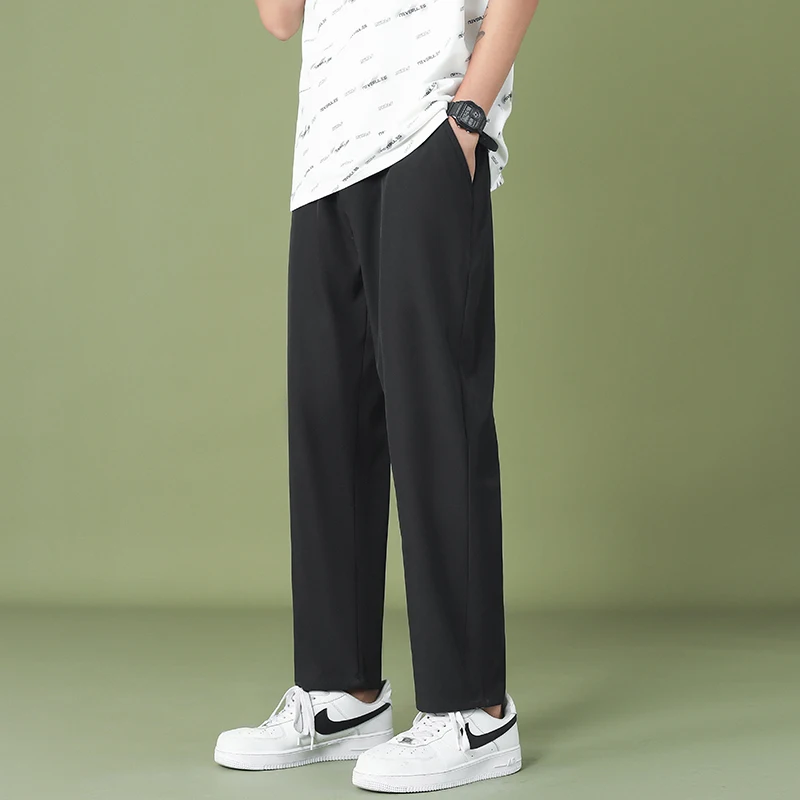 Men Wide Leg Pants Casual Light Weight Joggers Trousers Streetwear Hiphop Comfortable Home Pants