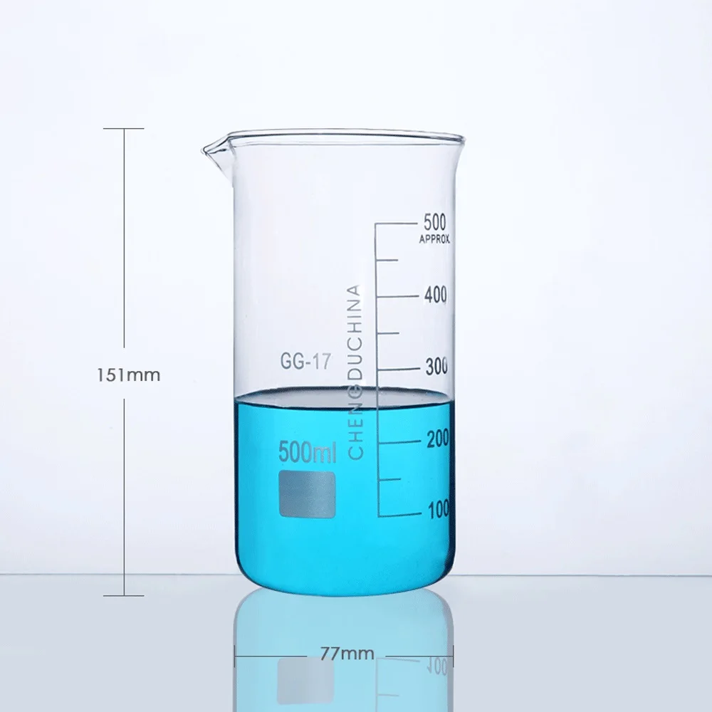 

Laboratory Measuring Glass Beaker Glass Tall Form Beaker Graduated High Borosilicate Glass Measuring Cup 500ml