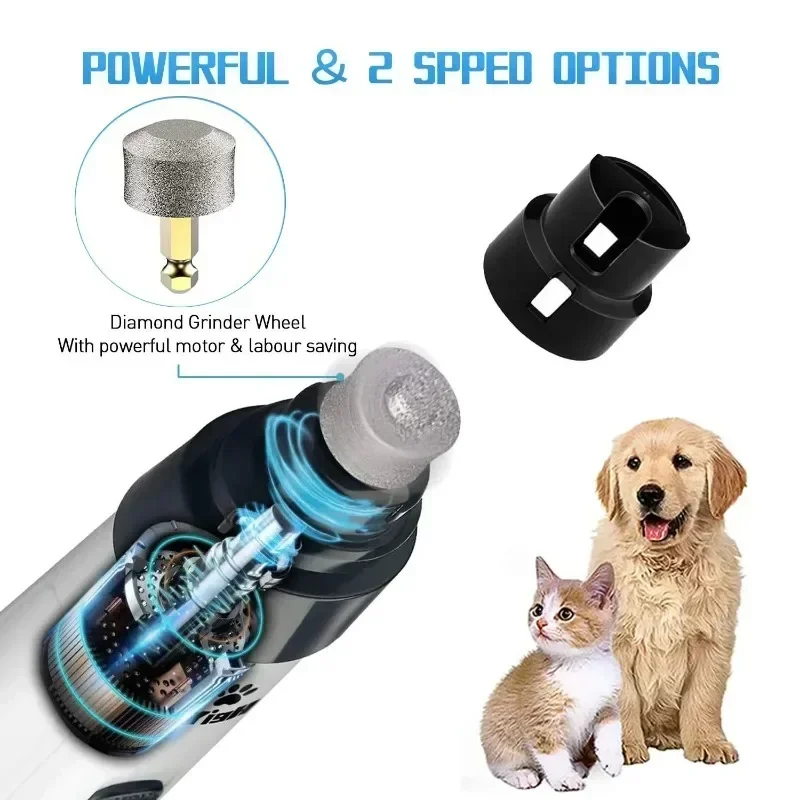 Pet Nail Grinder USB Rechargeable Dog Electric Nail Clipper Cat Claw Beauty Grinder Silent Pet Clipper Beauty Trimming Tool