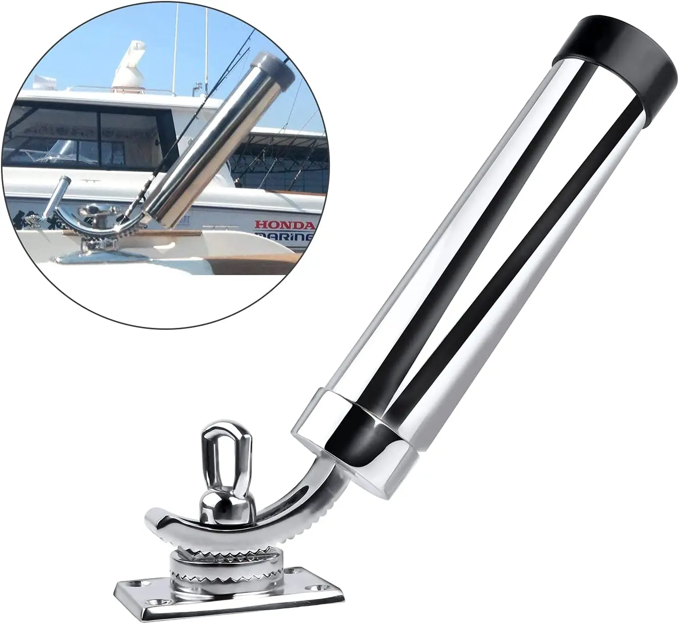 ISURE MARINE 360 Degree Adjustable Removable Deck Mount stainless steel  fishing rod holders for boat and yacht fishing