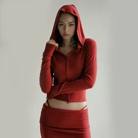 Badblood Zipper Hoodie for Women's New Collection with Exposed Umbilical and Sexy Embroidered Short Hoodie 1